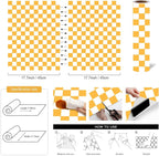 Modern Peel and Stick Wallpaper Orange and White Mosaic Checkered Contact Paper - Image 3