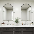 DUMOS Black Metal Arch Vanity Rounded Rectangle Bathroom Mirrors - Image 3