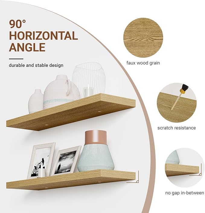 Heimlove Floating Shelves for Wall 36 Inches Long, 9.3" Deep Oak Floating Shelf - Image 5