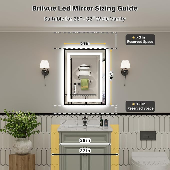 24x32 Inch LED Bathroom Mirror - Image 2