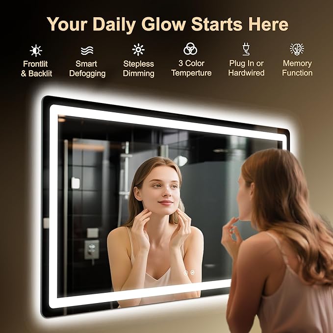 LED Bathroom Mirror, Smart Anti-Fog, Stepless Dimmable - Image 2