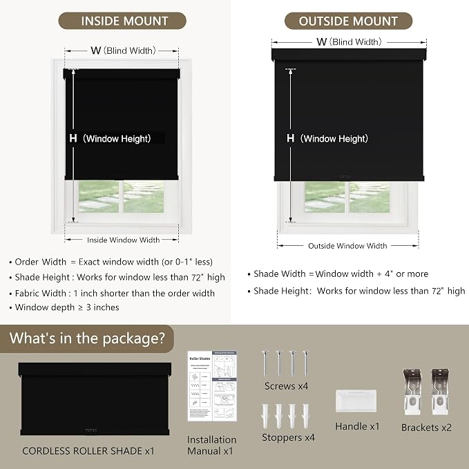 SUNOFF Cordless Blackout Roller Shades Blinds - Image 2