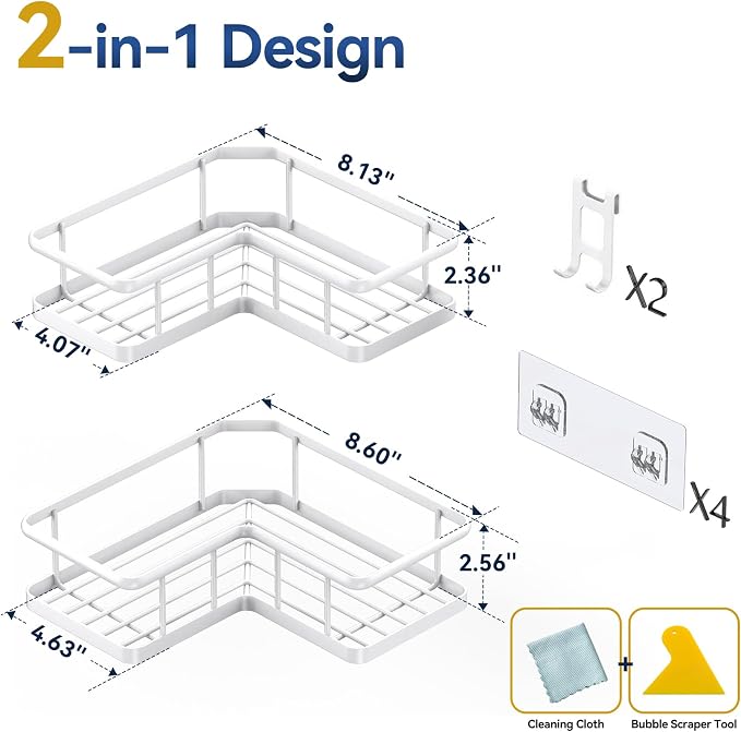 YASONIC Shower Caddy Corner, No Drilling Shower Organizer Corner - Image 2
