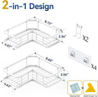 YASONIC Shower Caddy Corner, No Drilling Shower Organizer Corner - Image 2