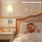 NIORSUN Brushed Nickel Battery Operated Wall Sconce Set of 2, Rechargeable Wall - Image 6