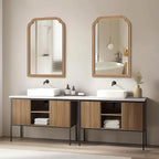 WallBeyond Wood Frame Wall Mirror Rounded Corner Arch Rectangle Mirror - Image 2