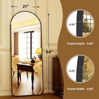 HARRITPURE 64"x21" Arched Full Length Mirror Floor Mirrors - Image 4