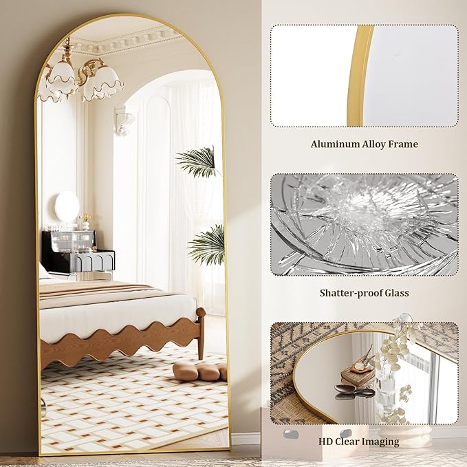 Dewfig Arched Full Length Mirror, Oversized Full Body Mirrors - Image 6
