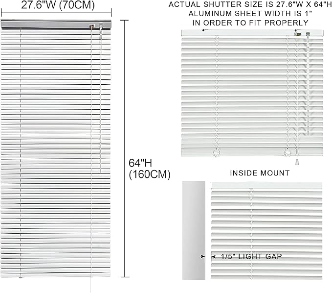 YIIBAII Mini Blinds Suitable for 28" W x 64" H Windows 1" Aluminum Horizontal - Image 6
