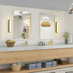 Wall Mount Mirror for Bathroom, Brushed Gold Metal Framed Rounded Corner - Image 7