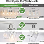 Indoi 5-Light Bathroom Light Fixtures, Brushed Nickel Bathroom Vanity Light - Image 4