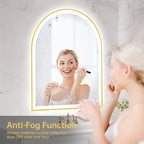 30"x36" Arched LED Mirror for Bathroom, Brushed Gold Lighted Bathroom Mirror - Image 2