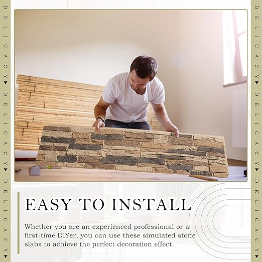 4 Pack Faux Stone Panels Interior 45.6''l x 11.8''h x 0.98''d Faux Siding - Image 4