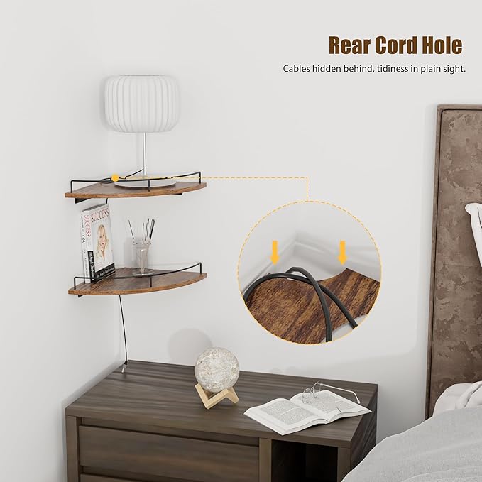 Corner Shelf Wall Mount, Floating Corner Shelves, Rustic Wood Wall Storage - Image 5