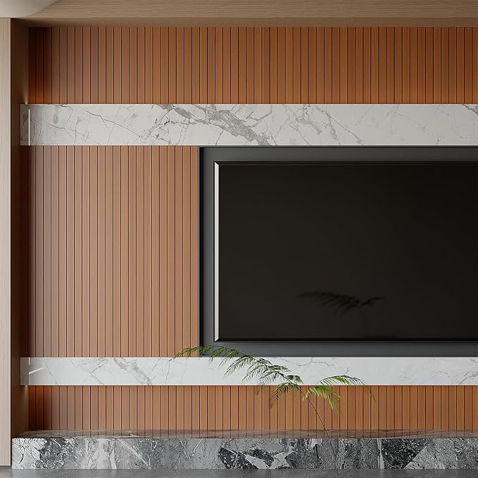 Yutianli PVC Slat Wall Panel Peel and Stick 118"x 15.7" Faux Wood Slat Panel - Image 5
