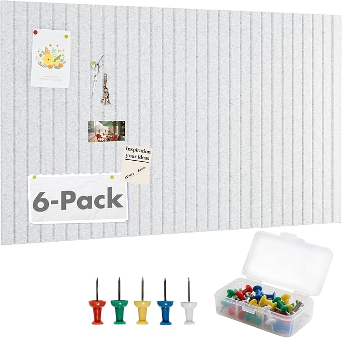 Cork Board Tiles for Wall with Push Pins, Removable 36" x 24" Slat Bulletin by Magrowill