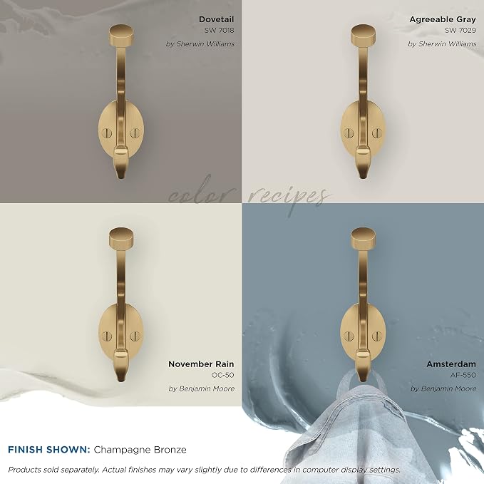 Amerock H55465CZ | Adare Double Prong Decorative Wall Hook | Champagne Bronze - Image 7