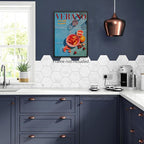jkahh Summer Travel Food Fruit Wall Art Retro 70s Blue Posters Trendy Orange - Image 4