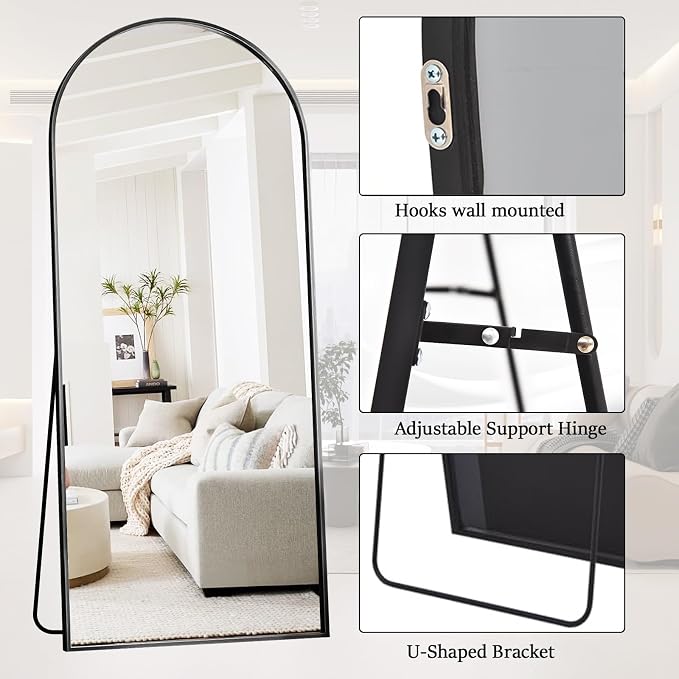 Rowjut Floor Full Length Mirror, Arched Mirrors Full Length 71"x30" - Image 4