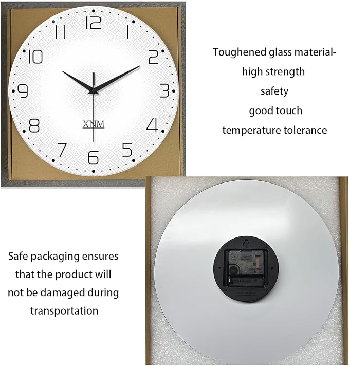 XNM Modern Minimalist Glass Wall Clocks Battery Operated 24 Inch Large Simple - Image 6
