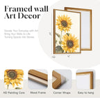 3 Piece Large Framed Floral Sunflower Wall Art - Image 4