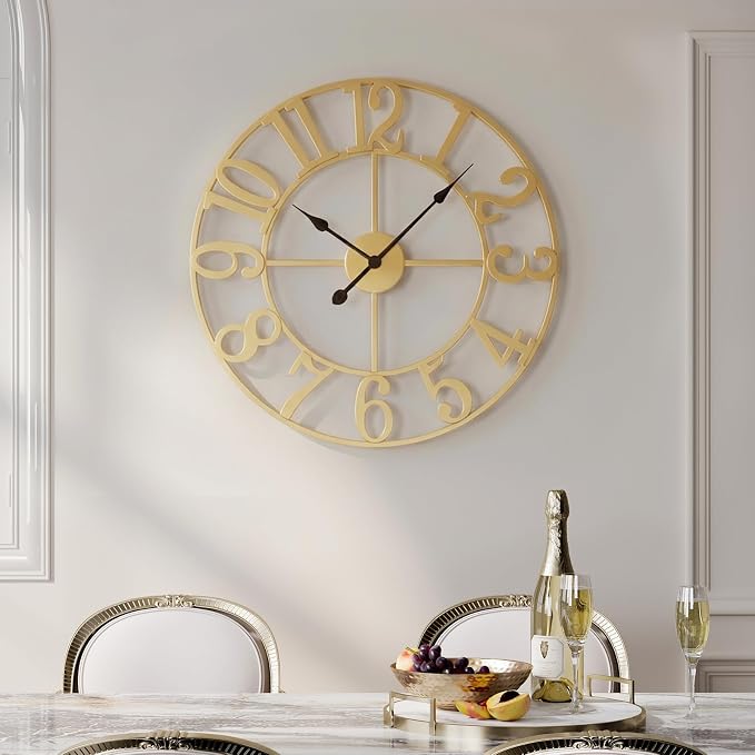 Cuspin Gold Wall Clock 16 Inch, Decorative Wall Clocks Battery-Operated - Image 8