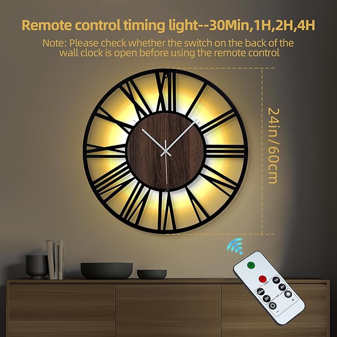 LEIKE 24'' Lighted Wall Clock - Image 2