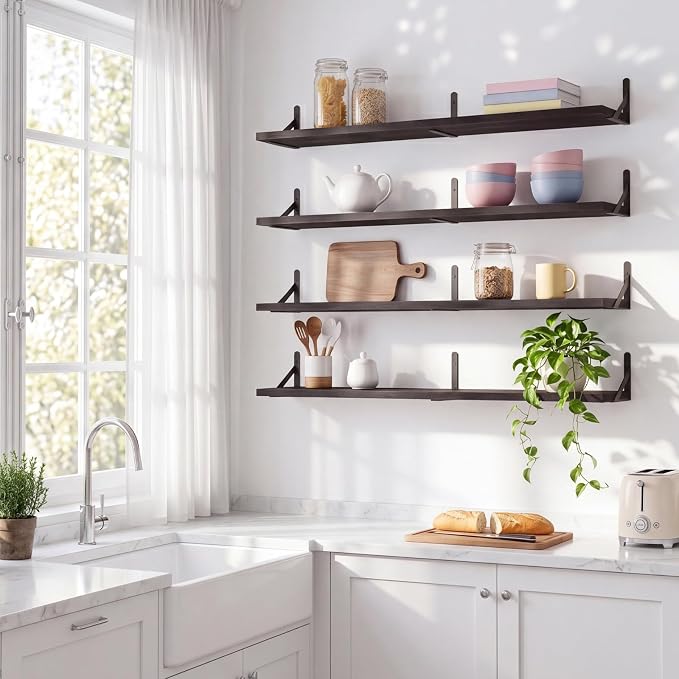 YGEOMER Floating Shelves for Wall, 35in Black Wall Shelves for Living Room - Image 6