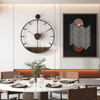 Modern Wood Walnut Dial Wall Clock, Large Simple Wall Decor Metal Frame Silent - Image 6