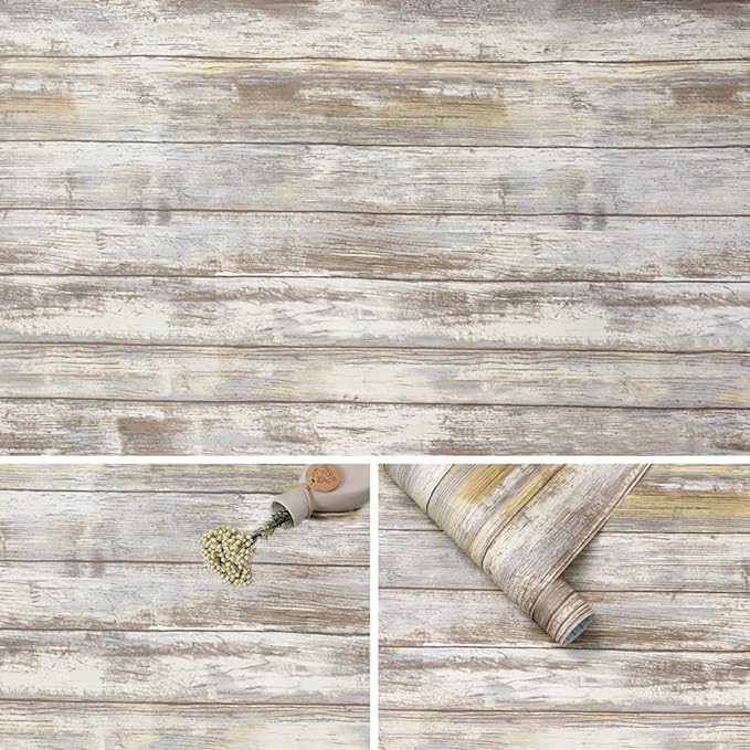 Arthome 11x100'' Gray Rustic Wood Contact Paper Peel and Stick Self-Adhesive by ArthomeWALLDECOR