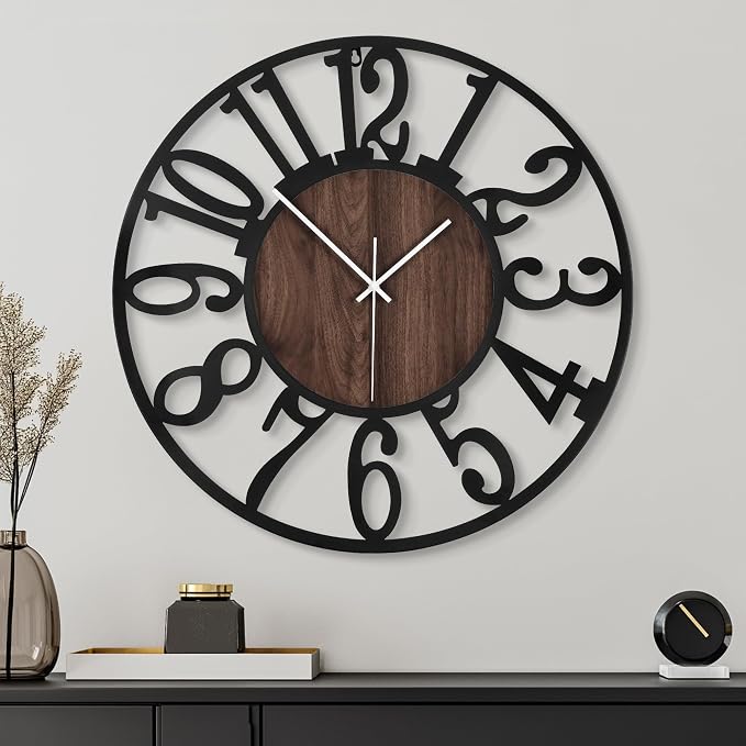 24'' Silent Wall Clock with Night Light, Glow in The Dark Decorative Wall Clock - Image 6