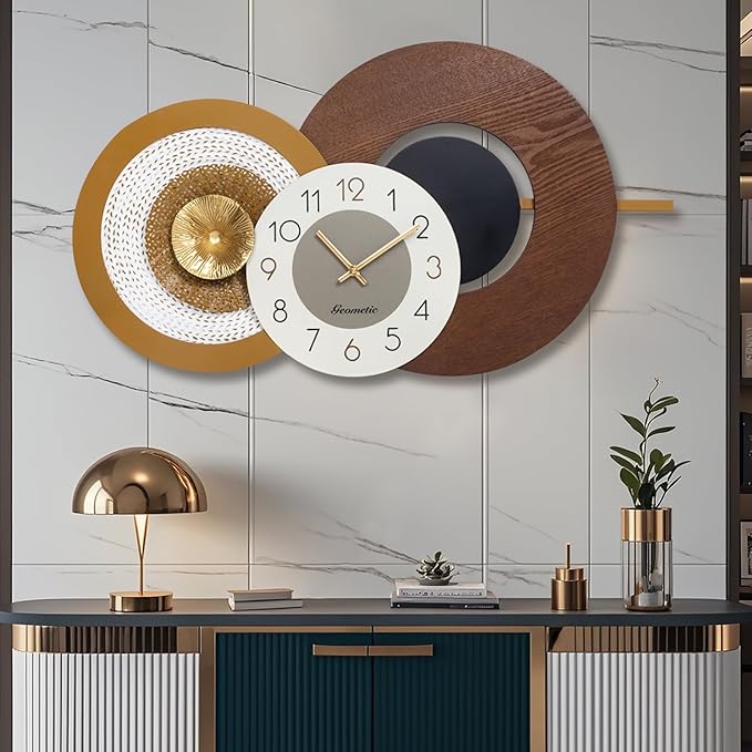 37.8x23 Inch Large Mid-Century Modern Wall Clock, Oversized Wood and Metal by Wecreatemoderndesign
