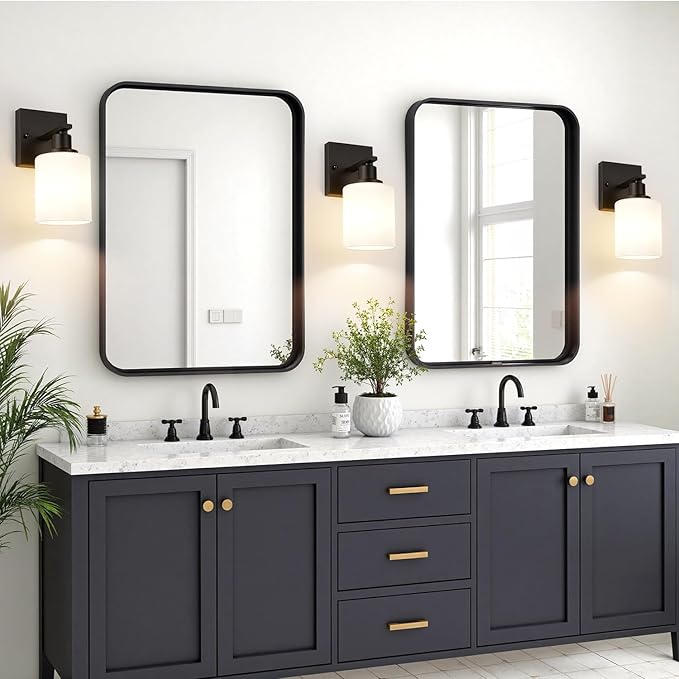 MOKATNG Set of 2 Wall Sconces for Bathroom, Bathroom Wall Lamp for Mirror - Image 6