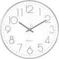 Foxtop Silver Wall Clock Silent Non-Ticking Battery Operated Round Modern Wall by Foxtop