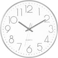 Foxtop Large Silver Wall Clock 14 Inch Silent Non-Ticking Battery Operated by Foxtop