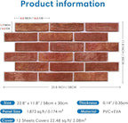 COMSTICKC 3D Red Faux Brick Wall Panel Peel and Stick Wall Stickers, DIY - Image 5