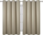 LEMOMO Blackout Curtains 52 x 45 inch/Beige Curtains Set of 2 Panels/Thermal - Image 2