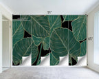Black and Gold Leaf Mural Bedroom Tropical Green Botanical Wallpaper Room Plant - Image 4