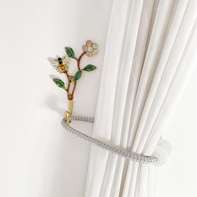 Vintage Bee-Shaped Decorative Wall Hooks, 2 Pack Hand-Painted Floral Metal Wall - Image 5