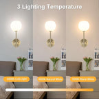 Brass Battery Operated Wall Sconces Set of 2, Rechargeable Wireless Wall Lights - Image 4