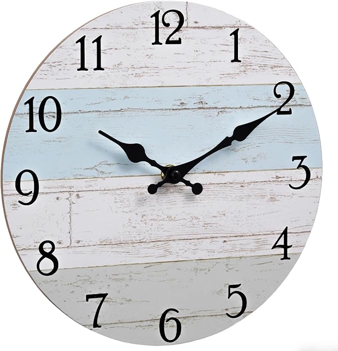 KECYET Wall Clock 10 Inch Silent Non-Ticking Coastal Beach Style Wall Clocks - Image 7