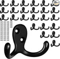 25 Pack Coat Hooks Wall Hooks for Hanging, Heavy Duty Double Prong Metal Hook by CBWLWJ