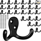 25 Pack Coat Hooks Wall Hooks for Hanging, Heavy Duty Double Prong Metal Hook by CBWLWJ