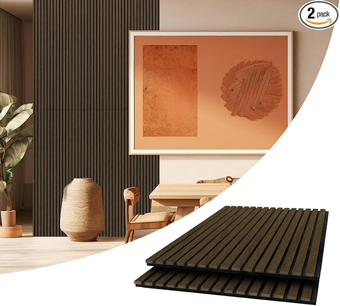 AKUMAX 2 Pack Acoustic Panels, Wood Slat by AKUMAXWOODWALLPANELS