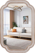 36x24 Inch Boho Wooden Scalloped Mirror by DecointoWallDecor