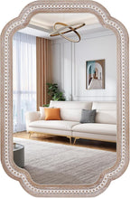36x24 Inch Boho Wooden Scalloped Mirror by DecointoWallDecor