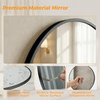 OLIXIS 24 Inch Black Round Bathroom Wall Mirror, Round Bathroom Mirrors - Image 6