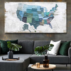 Wall Decor Map Canvas Wall Art for Wall Decoration Wood Background USA Canvas - Image 2