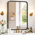 Bathroom Mirror 36x24 Inch Black Metal Frame Rectangle Vanity Mirror by SageNest