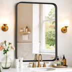 Bathroom Mirror 36x24 Inch Black Metal Frame Rectangle Vanity Mirror by SageNest